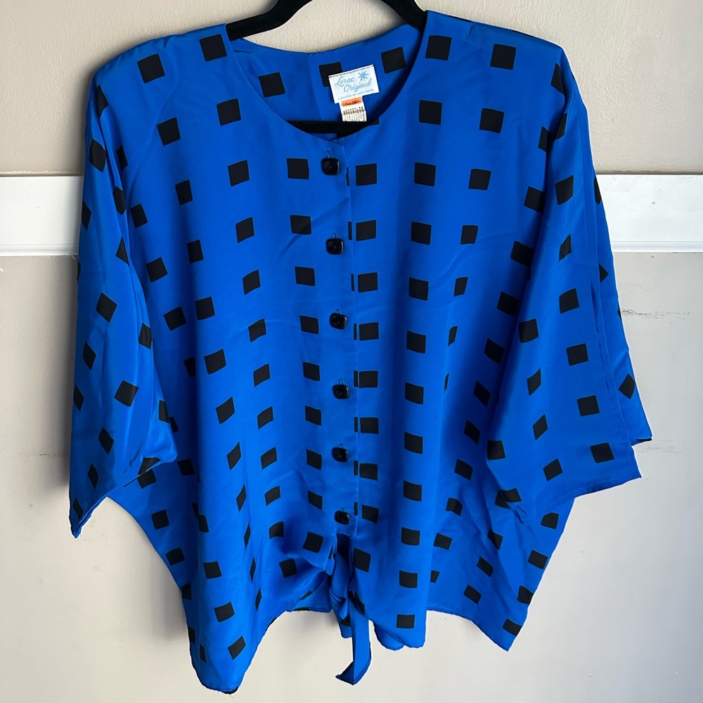 LORAC Blue and Black Checkered Button Down Shirt Size 18-20